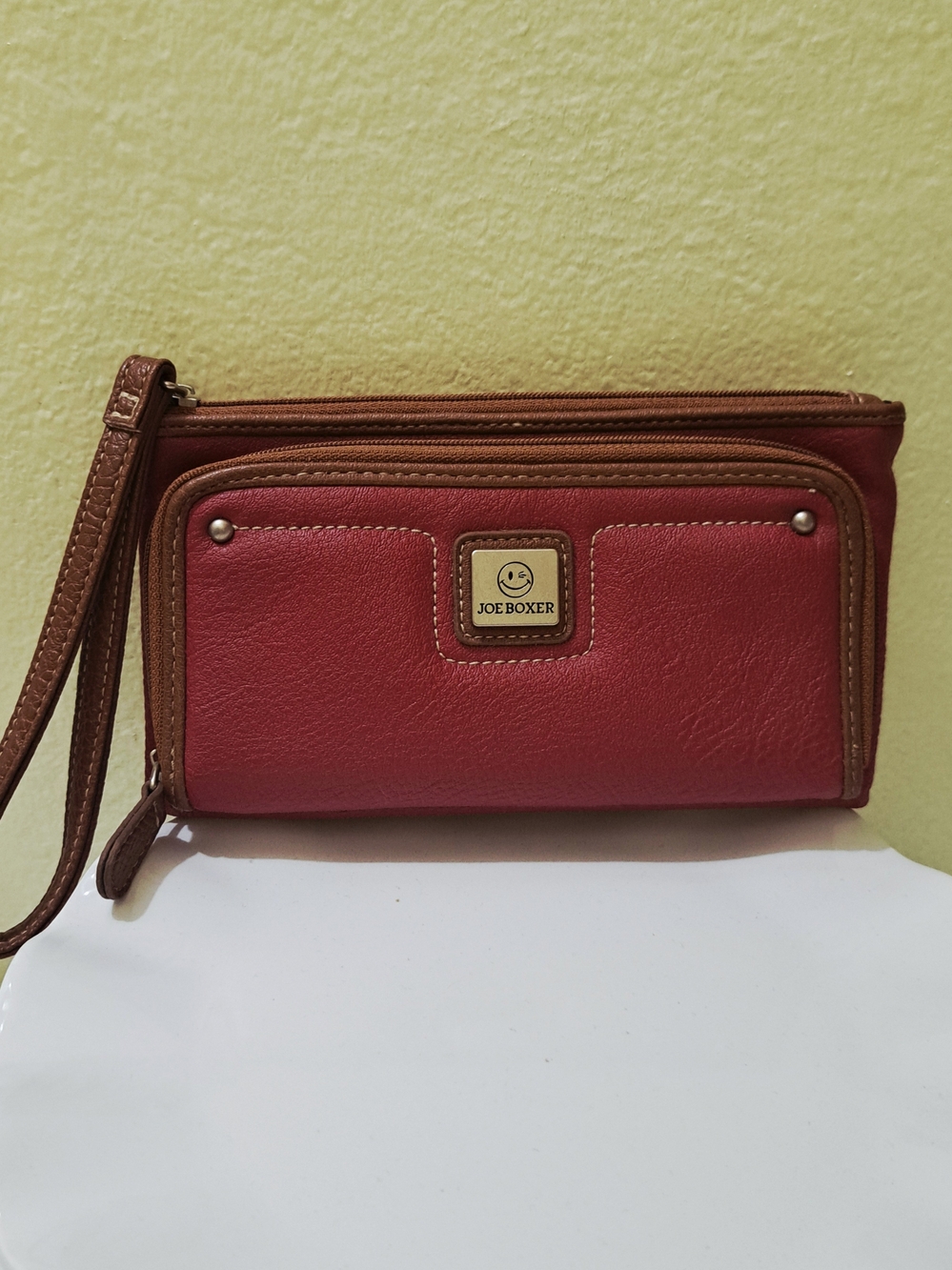 Joe Boxer Red and Brown Wristlet Wallet